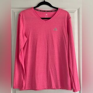 Adidas Climalite Vivid Pink V-Neck Long Sleeve